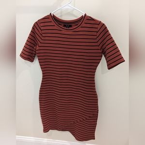 Iris Brand Black and Orange Striped Bodycon Dress size Large